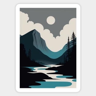 Blue and Black Flat Colored Lake Sticker